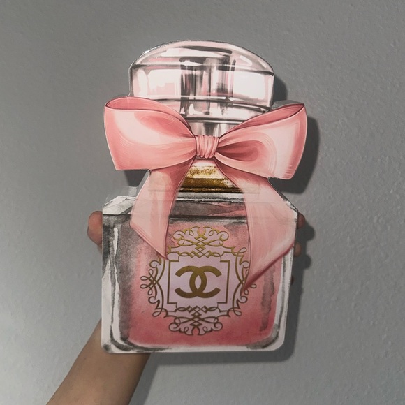 NWT Fashion perfume shaped with pink bow Desk Art Block Home Decor - Picture 6 of 7